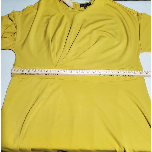 Eloquii Womens Golden Yellow Long Sleeve Dress Size 22 Fall Wedding Guest Office - Picture 4 of 4
